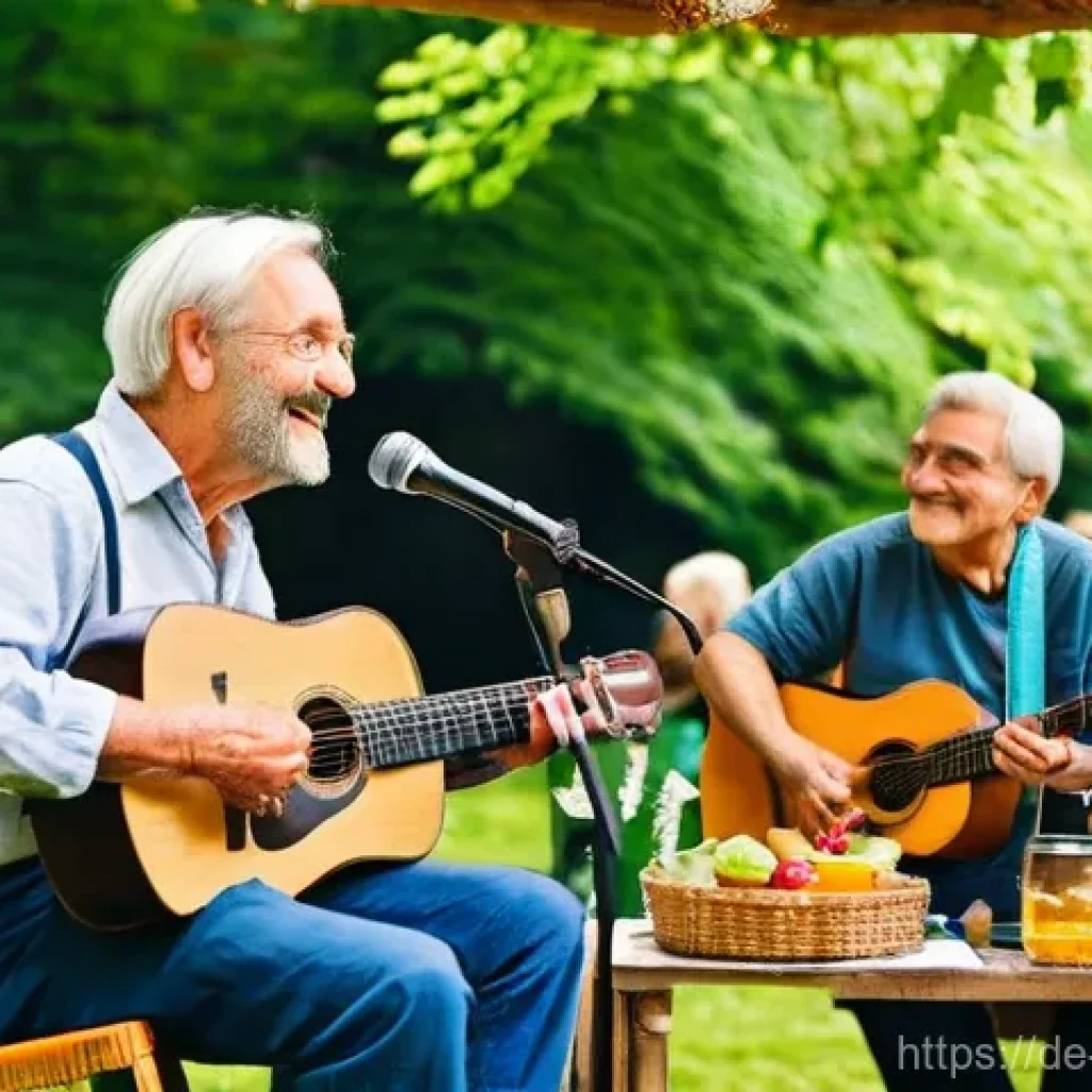 도시 속 느린 문화 축제 소개 - **A Serene "Slow Culture" Garden Festival in Germany:**
An idyllic outdoor scene set in a beauti...