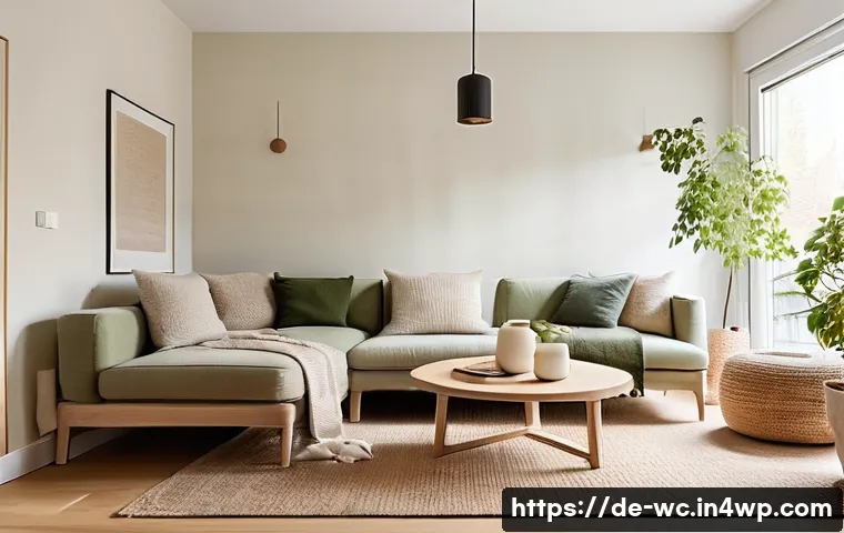 도시 속 느린 주택 디자인 아이디어 - **A Serene City Apartment Living Room:** A spacious, inviting living room designed for "Slow Living"...